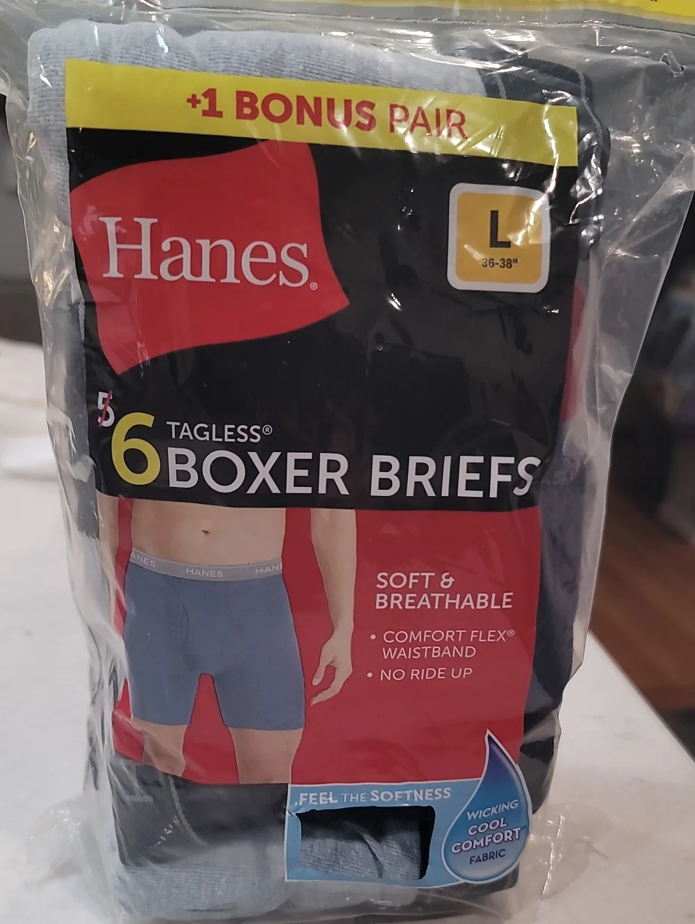 Hanes Men’s Blue Tagless Boxer Briefs – Soft Breathable Pack